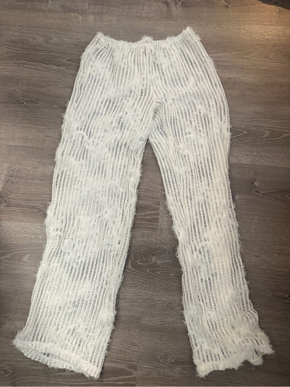 Muse White  Knit Cover Up Wide-Leg Pants